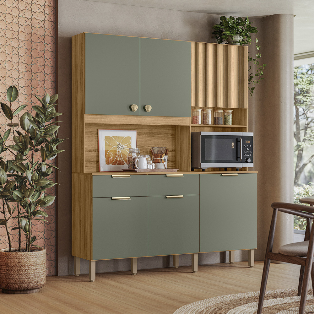 Cozinha Compacta 7 Portas 2 Gavetas em MDP Tropical Nicioli