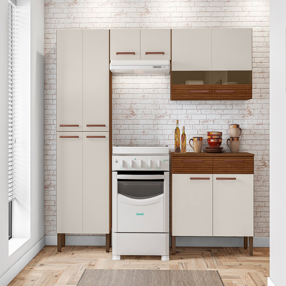 Cozinha Modulada com Balcão 4 Peças 10 Portas em MDP Nala Kit´s Paraná