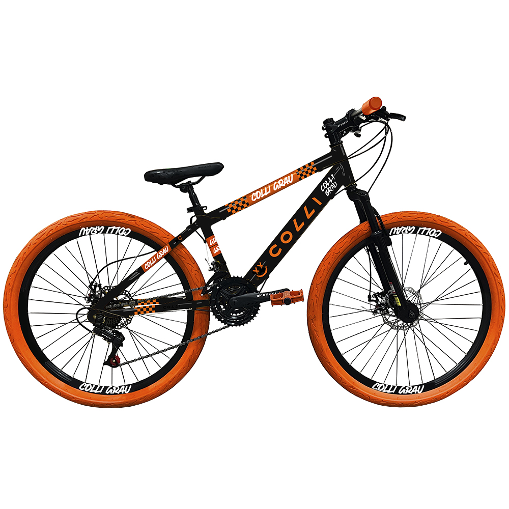 Bicicleta Aro 26 Colli Grau 21 Marchas Freio A Disco - Preto/Laranja
