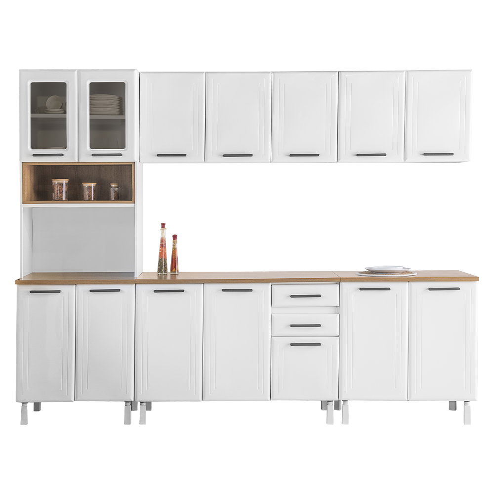 Cozinha Modulada 6 Peças 14 Portas 3 Gavetas Liz Telasul - Branco