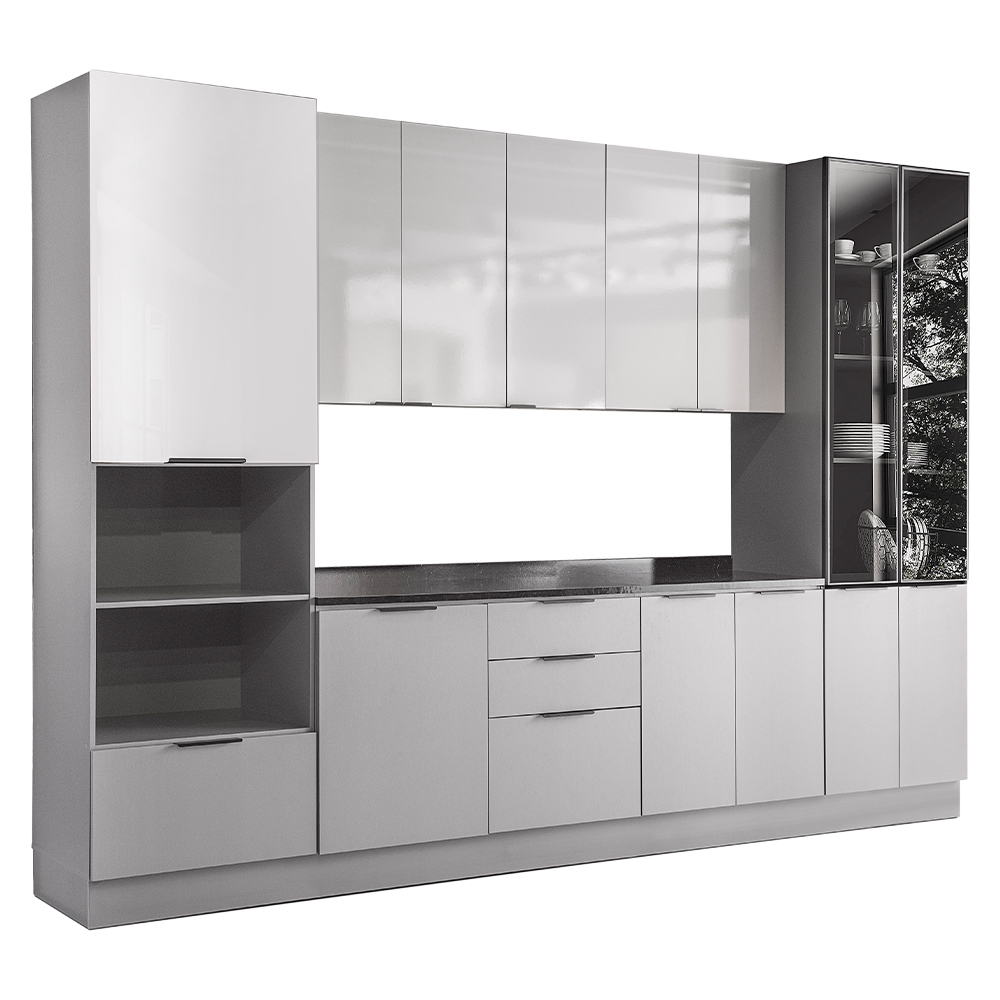 Cozinha Modulada 6 Peças 14 Portas 4 Gavetas Lumina Telasul - Cinza/Lacca Cinza