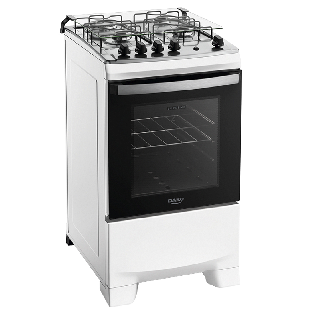 Fogão Dako Supreme 4 Bocas Automático Inox Forno 60L - Branco - Bivolt