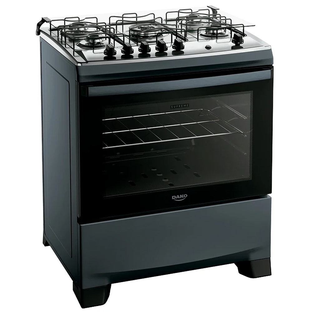 Fogão Dako Supreme 5 Bocas Automático Mesa De Inox - Titanium - Bivolt