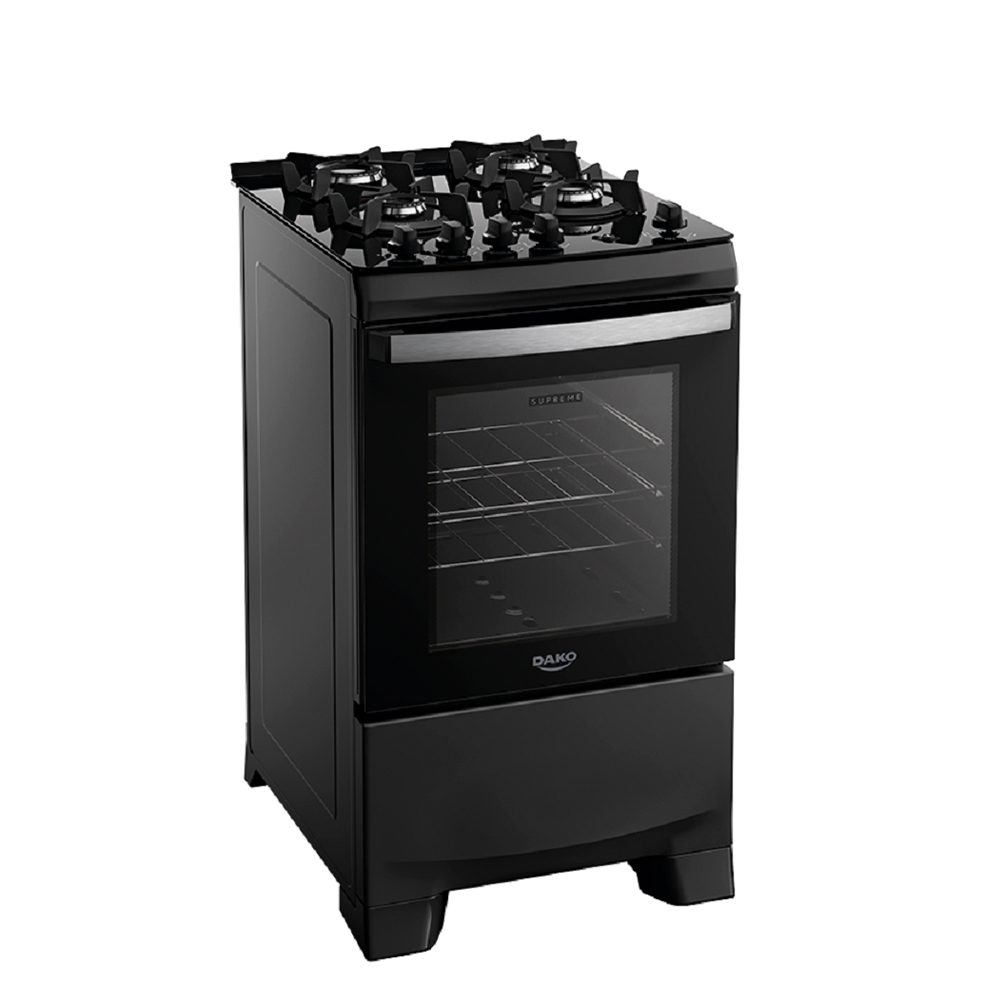 Fogão Dako Supreme Glass 4 Bocas Automático Mesa De Vidro - Preto - Bivolt