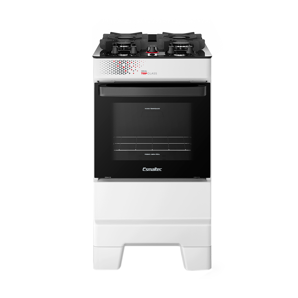 Fogão Esmaltec Ideal Top 4 Bocas Automático Mesa De Vidro - Branco - Bivolt