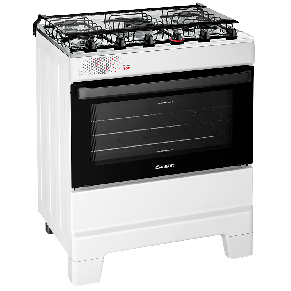 Fogão Esmaltec Ideal Top 5 Bocas Automático Mesa De Inox - Branco - Bivolt
