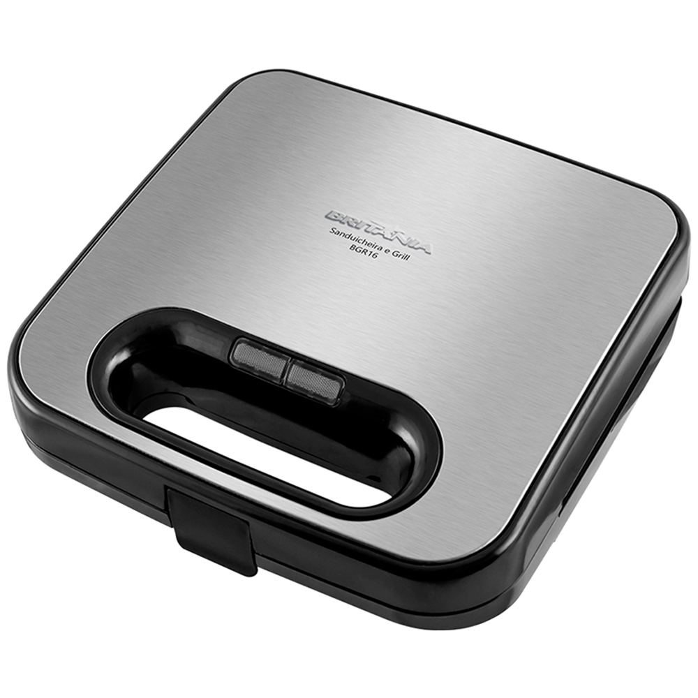 Grill E Sanduicheira Britânia Antiaderente 750W Bgr16 - Preto/Inox - 110 Volts