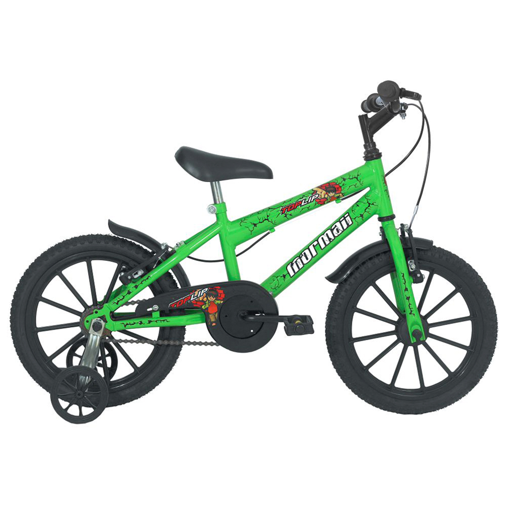 Bicicleta Infantil Aro 16 Mormaii Top Lip V-Brake 1 Marcha - Verde
