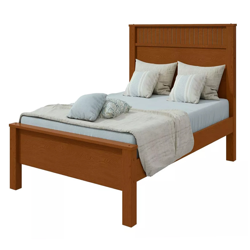 Cama Casal Athenas Mdp E Mdf Cabeceira Alta Lopas - Amendoa Clean