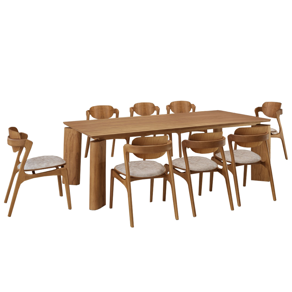 Conjunto De Mesa 8 Cadeiras Mavie Mobillare - Cinamomo Imbuia