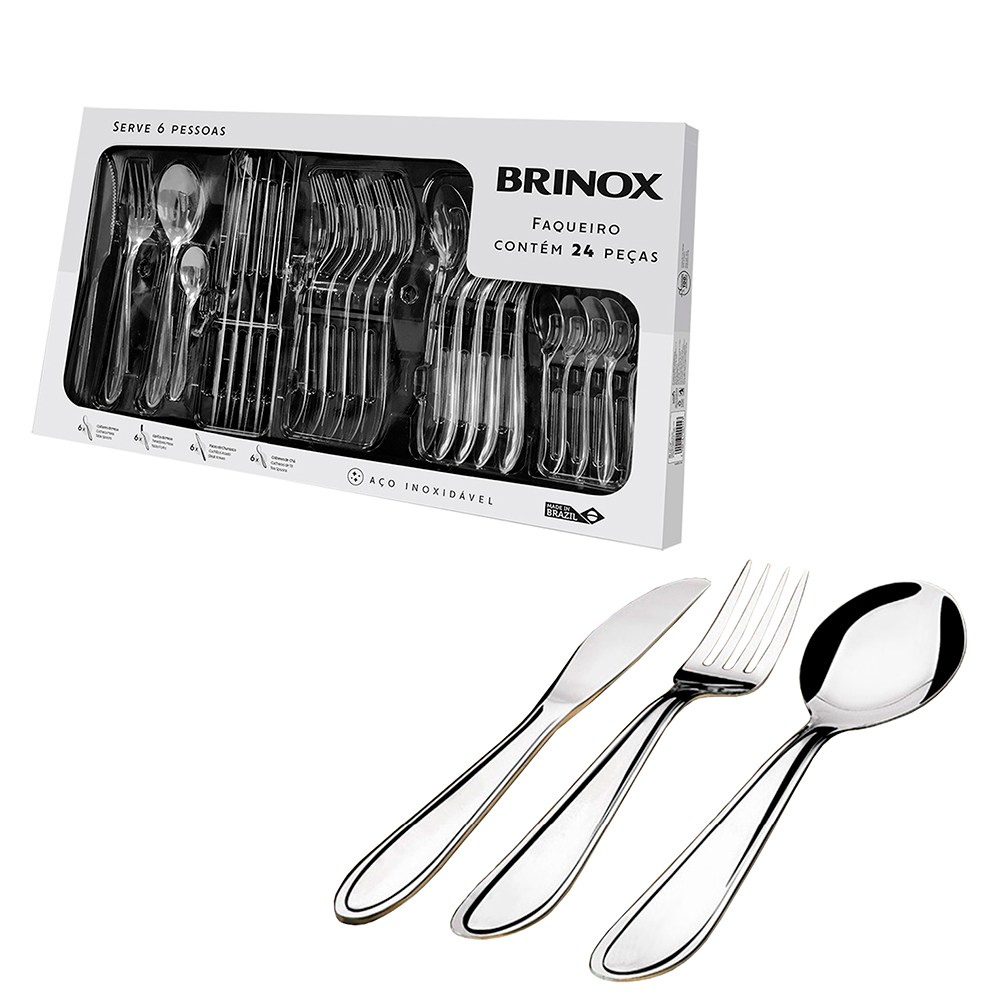 Faqueiro 24 Peças Brinox Inox Lyon