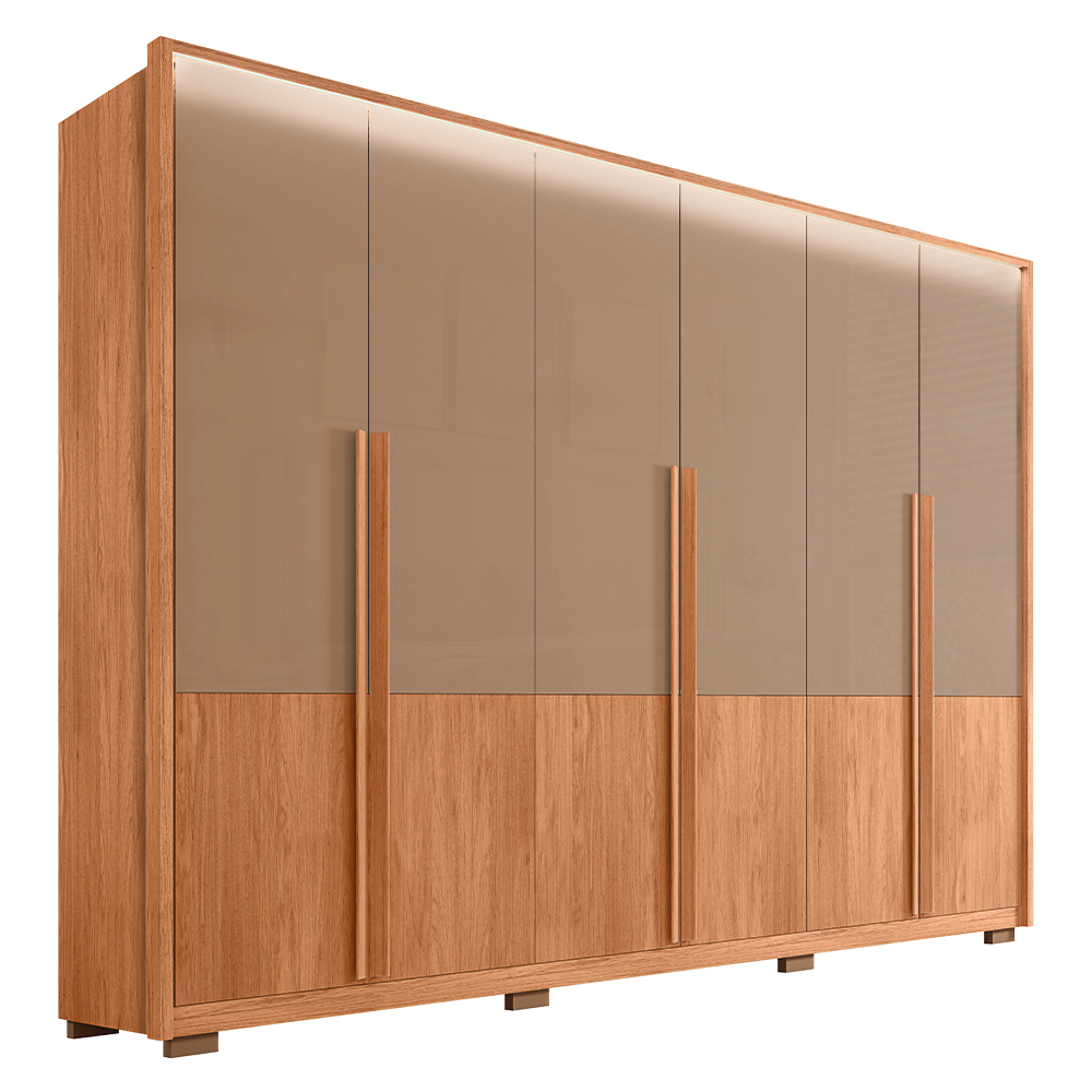 Guarda-Roupa Casal 6 Portas Bater 4 Gavetas Francis Caemmun Roupeiro - Freijo/Sued