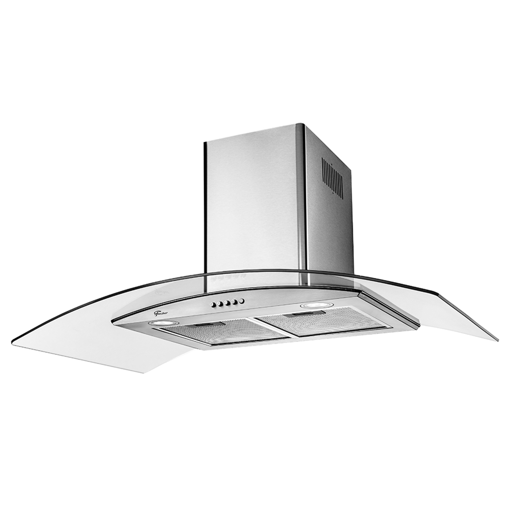 Coifa De Parede Fischer Talent 90cm 6 Bocas Vidro Curva - Inox - 110 Volts