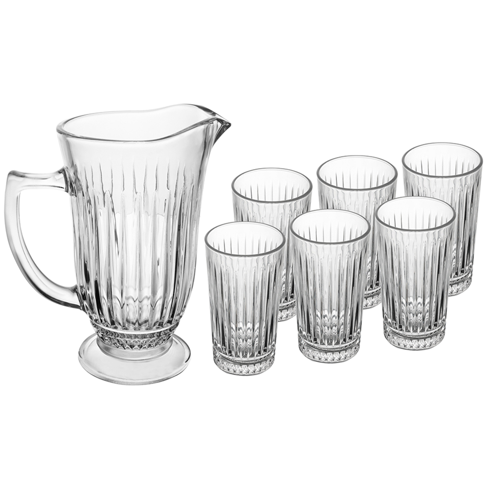 Conjunto De Jarra Com 6 Copos De Vidro 7 Peças Deli Lyor