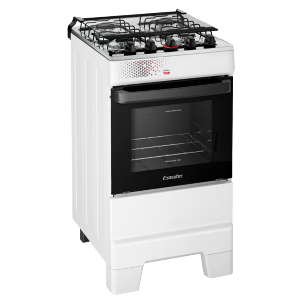 Fogão Esmaltec Ideal Top 4 Bocas Automático Mesa De Inox - Branco - Bivolt