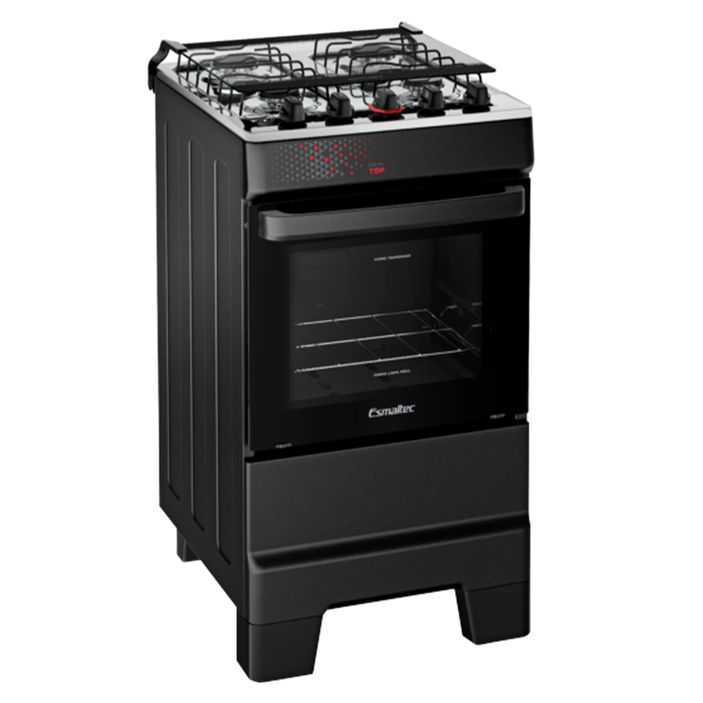 Fogão Esmaltec Ideal Top 4 Bocas Automático Mesa De Inox - Preto - Bivolt
