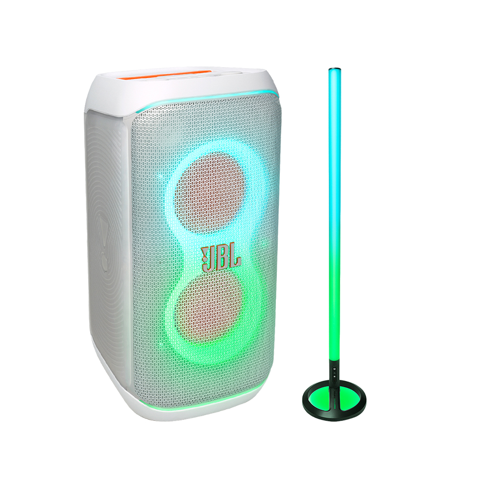 Kit Caixa De Som Partybox Club 120 + Party Light Stick Led Jbl - Branco