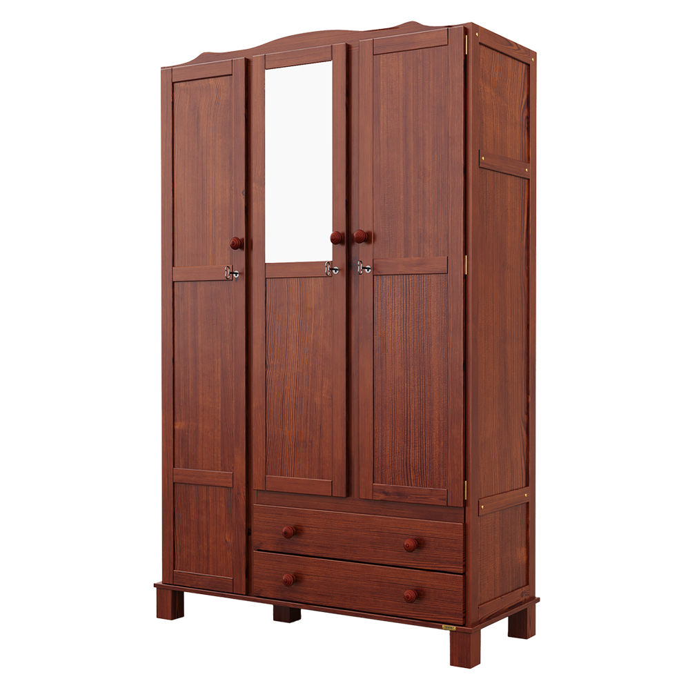 Guarda-Roupa Solteiro 3 Portas Bater 2 Gavetas Clean Serpil Roupeiro - Nogal Acetinado